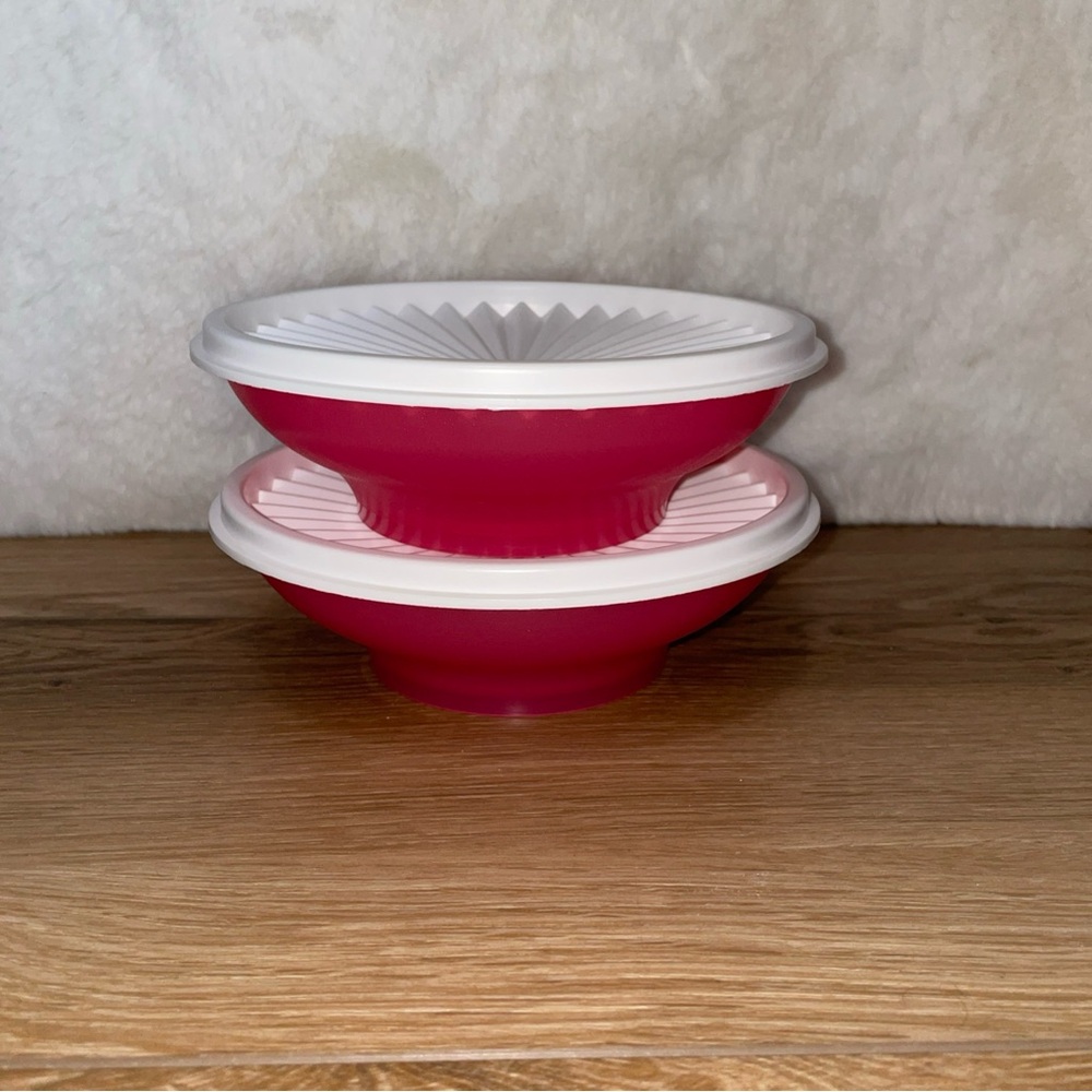 Tupperware Servalier Pink Cereal Salad Soup Bowls 6” with Lids #890